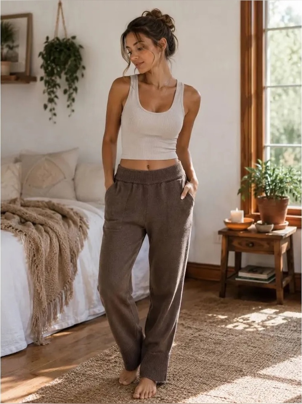 FP Beach Brown Knit Lounge Pants